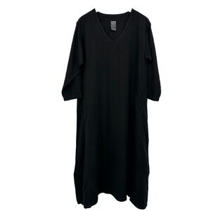 LA‎ Fixsun Dress Size S Black Linen Oversize Minimalist Lagenlook Beachy Witchy
